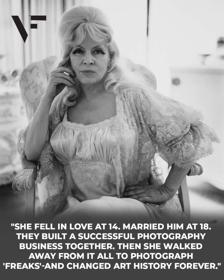 “She fell in love at 14. Married him at 18. They built a successful photography business together. Then she walked away from it all to photograph ‘freaks’-and changed art history forever.”