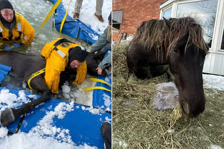 Firefighters Brave Freezing Ohio Night to Rescue 8-Year-Old Mare Trapped in Icy, 8-Foot-Deep Water